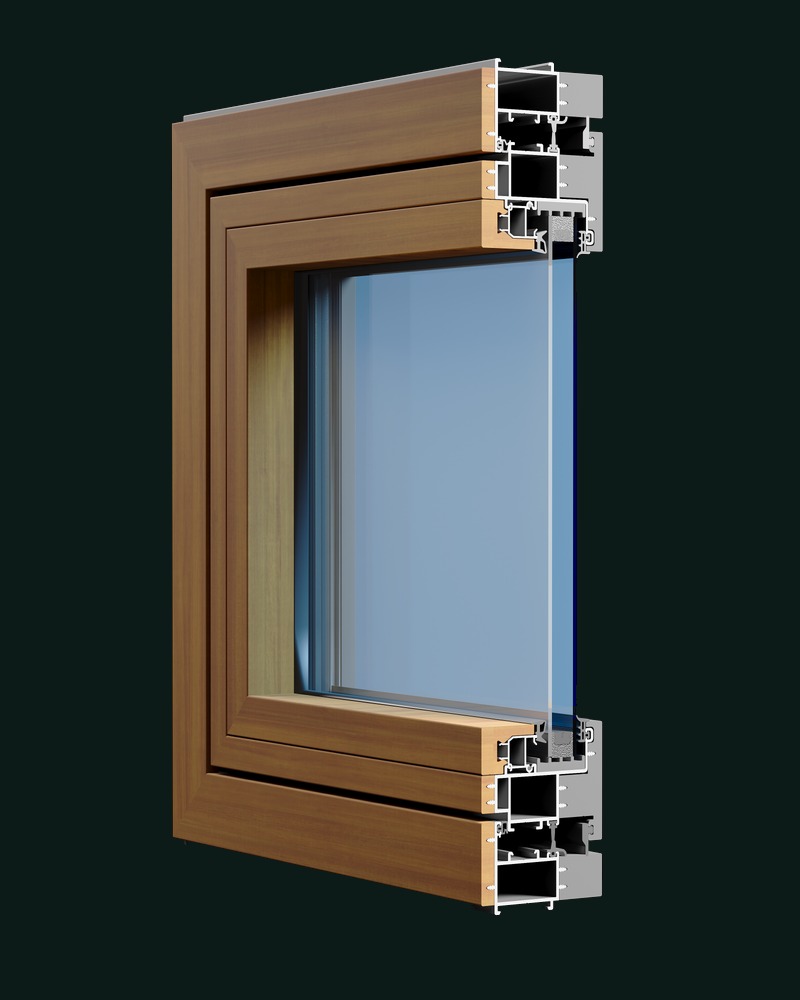 V&A-82OW 82 series alu-wood energy-saving outward-opening window
